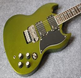 Custom Shop Tony Lommi SG Metallic Green Electric Guitar Floyd Rose Tremolo Bridge EMG Pickups Iron Cross Pearl Fingerboard Inlay6214649