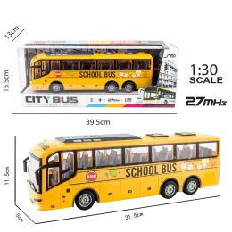 1/30 Kids Toy Rc Car Remote Control School Bus with Light Tour Bus 2.4G Radio Controlled Electric Car Machine Toys for Children