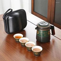 Teaware Sets 1 Set Of Portable Travel Tea Outdoor Camping Drinking Equipment Accompanying Quick Cup A Pot Four Cups