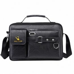 fi Men's Shoulder Portable PU Leather Handbag Busin Briefcase Travel Man Crossbody s Brand Quality Men Bag 81Sq#