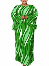 plus Size VONDA Women Bohemian Maxi Dr Summer Vintage Lg Flare Sleeve Printed Sundr Loose Casual Vestido Oversized Robe G1vG#