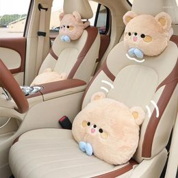 Pillow Autumn And Winter Car Seat Hair Embroidered Bow Bear Waist Support Warm Comfortable Cus