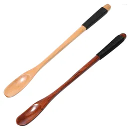 Coffee Scoops Long Handle Flower Tea Spoon Wrapped Wooden Wood Winding For Kitchen Environmental Protection No Discoloration