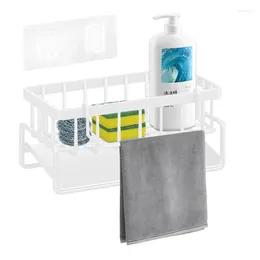 Kitchen Storage Sink Caddy Sponge Holder Stainless Steel Rack Detachable Towel Bar Drain Tray Home Accessories For