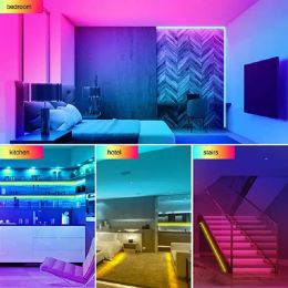 SMD5050 Lights USB Room Decor Music Mode for TV Background Bluetooth LED Lights with 24 Keys Remote Tape for Bedroom Decoration