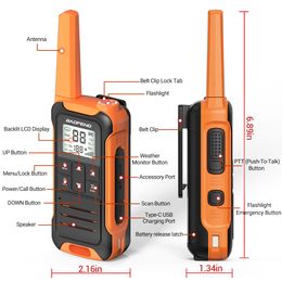 2pcs Baofeng F22 Mini Walkie Talkie Waterproof Type-c Charger PMR 446 Long Range Portable Two-way Radios For Hunting Cafe