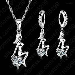 Necklace Earrings Set High Quality Fashion 925 Sterling Silver Wedding Bridal Dress Luxury Cubic Zirconia Jewellery