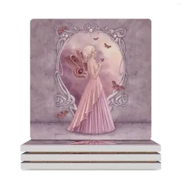 Table Mats Pearl Birthstone Fairy Ceramic Coasters (Square) Drink Set Mug Mat For