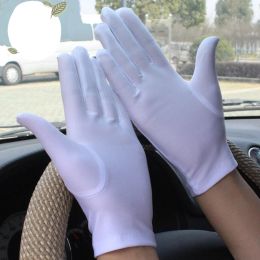 New Autumn Summer Spandex Gloves Men Women Sunscreen Driving Glove Black White Thin Stretch Dance Tight White Jewelry Gloves
