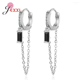 Hoop Earrings Good Sale 925 Sterling Silver Needle Tassel Pendant Crystal For Women Girls Wedding Engagement Party Earring Hoops