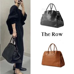 White Lily Same Style The Row Bag Leather High Capacity Commuting Margaux 15 Handheld One Shoulder Tote Bag