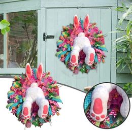 Decorative Flowers Easter Wreath Decor For Front Door BuWith Ears Lambs Ear Mini