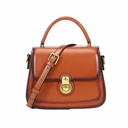2023 New Arrived Classic Designer Genuine Cowhide Handbags for Women with Vintage Brown Leather Saddle Satchel Crossbody Bags 44D1#