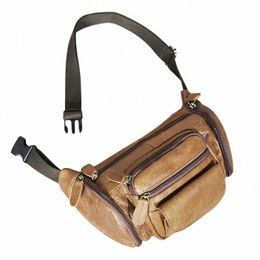 hot Sale Genuine Leather Travel Retro Fanny Waist Belt Bag Chest Pack Sling Bag Design Phe Cigarette Case For men Male s0184 z6Ql#