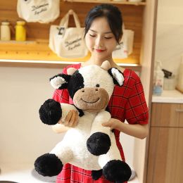 New 25/35/50cm Kawaii Sitting Milk Cow Plush Toys Lifelike Stuffed Animal Doll Cute Cattle Toys for Children Kids Christmas Gift
