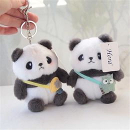 Keychains Plush Animal Cute Panda Doll Keyrings Creative Car Keys Accessories Couple Bag Kawaii Pendant Charms