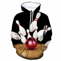 3D Print Bowling Ball Hoodie For Men Long-sleeved Cool Pullover Personality Hoodies Kids Sweatshirt Outdoor Sportwear Clothing 240328