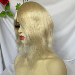 12''Long Hair Toppers For Women Real Human Hair Touppe For Men Blonde Wigs Miduim Density Hairpiece Replacement System 10X8inch