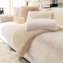 Chair Covers Plush Sofa Towel Winter Warm Thick L-shaped Sectional Couch Pad Non-slip Slipcovers For Living Room