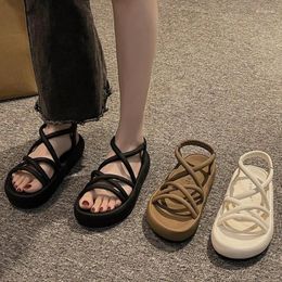 Sandals Paired With A Fairy Style Dress Thick Soles Thin Straps Beach Shoes 2024 Summer Fashion High-end For Women