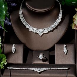 Necklace Earrings Set High Quality Zirconia Modern Design Qatar 4 Pieces Luxury Bridal Wedding CZ And For Women Elegant Styling