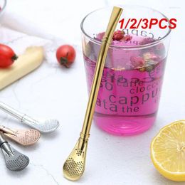 Drinking Straws 1/2/3PCS Tea Strainer Reusable Easy-to-use Stainless Steel Filter Straw Spoon Convenient For Cocktails Coffee Bar