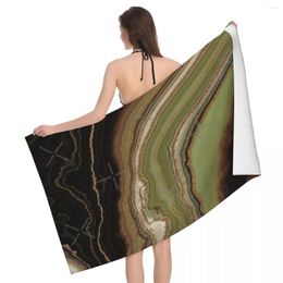 Towel Green And Brown Fractal Dutch Pour 80x130cm Bath Brightly Printed For Bathroom Holiday Gift