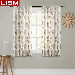 LISM Japan Curtain for Living Room Print Flowers Short Sheers Windows Bedroom Half Tulle Kitchen Window Treatment Drapes 240321