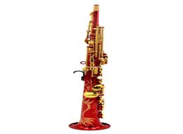 Selling soprano saxophone B Flat red lacquer neck built in type straight Musical Instruments Professional With Accessories3040063