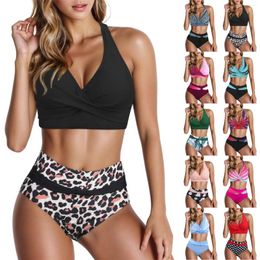 Women's Swimwear Women High Waisted Bikini Sexy Push Up Two Piece Swimsuits Vintage Swimsuit Retro Bathing Suits With Shorts