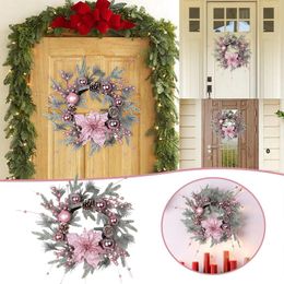 Decorative Flowers Simple Fall Wreath Christmas For Front Door Cute Berry Winter Flocked Needle Vine Window Suction Cups