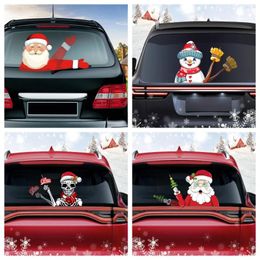 Window Stickers Self-adhesive Cute Cartoon Car Rear Windshield Waving Wipers Sticker Decal For Christmas Xmas Vehicle Auto Decor