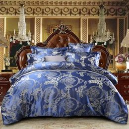 Jacquard Comforter Bedding Sets King Size Gold Cover Duvet Queen Bed Linen Satin Bed Sheets and Pillowcases High Quality 240322