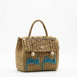 Totes Bohemian Womens Straw Bag Beach Bag 2023 Female Designer Handbag Summer Latan Bag Bali Tourism Handbag Villa Clutch Fashion H240330