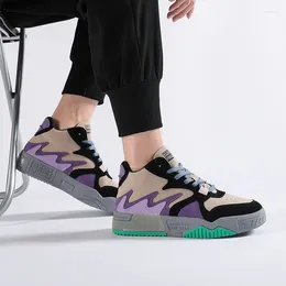 Casual Shoes High-top Shallow Mouth Old Men's 2024 Colour Matching Wild Spring And Autumn Trend Couple Sports