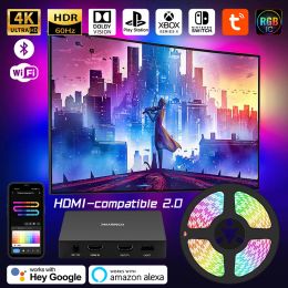 RGB Ambient TV -LED -Hintergrundbeleuchtung für 4K -Gerätekasten -Klebeband Bildschirm Farb Sync Smart LED -Streifen Lichter Kit WiFi Bluetooth Steuerelement