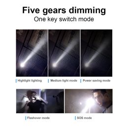 Paweinuo Baseball Bat LED Self Defence Flashlight L2 Super Bright Zoomable Rechargeable Patrol Torch Waterproof Outdoor Lantern