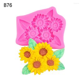 Baking Moulds Sunflower With Leaf Shape Silicone Mold Mousse Cake Flower Decoration B73