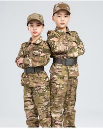 Kids Children Camouflage Tactical Uniform Military Long Sleeve Shirt Pants Suit Boys Camo Students Camp Hunting Training BDU Set