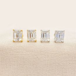 Custom Classic Mossanite Earrings Jewellery Sterling Sier VVS Emerald Cut Moissanite Diamond Ear Stud For Men Women