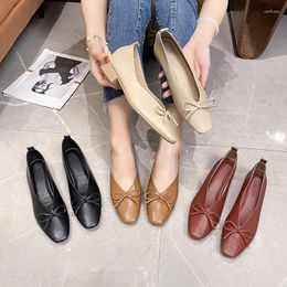 Casual Shoes Women's Low Heeled Square Toe Shallow Cut Single Shoe Soft Sole Flat