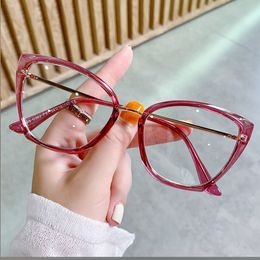 Anti Blue Light Ray Finished Myopia Glasses Women Vintage Brand Pink Leopard Female Eyeglasses Optical Cat Eye Glasses 0 to -6.