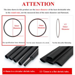 5M-100M4:1 Heat Shrink Tube with Glue Adhesive Lined Dual Wall Tubing Sleeve Wrap Wire Cable kit 4/12/16/20/24/ 32/36/40/52/72mm