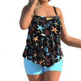 plus Size Backl Swim Set Women Sexy Cascading Ruffle Suspender Swimwear Summer New Bikini Swimdr Carto Print Beachwear f6n3#