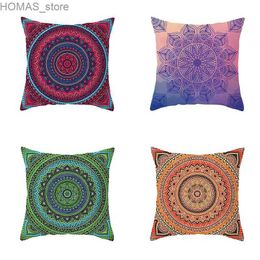 Pillow Moroccan Polyester case 45x45cm Bohemian Hippie Sofa Cushion Cover Geometric Mancha Lo Print Home Decor Y240401