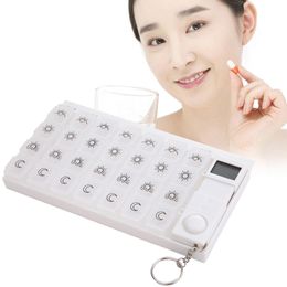 28-Grid Electronic Medicine Storage Timer Tablet Personal Health Care Container Weekly Pill Dispenser Travel Pill Box