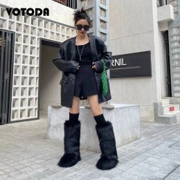 Winter Boots Women Faux Fur Snow Boots Warm Platform Long Boots Cute Plush Over Knee High Boots Y2K Girls Outdoor Furry Shoes