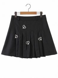 good Quality Plus Size Pleated Skirt Women 2023 Summer Empire Pearl Love Heart Decorati Bottoms Oversized Curve Clothes 93Jb#