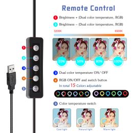 12 Inch RGB Selfie Ring LED Light with Stand Tripod Photography studio Dimmable Ring Lamps for Phone Youtube Makeup Video Vlog