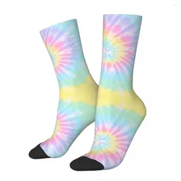 Men's Socks Funny Rainbow Tie Dye Fashion Soccer Polyester Crew For Unisex